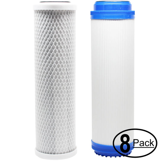8-Pack Replacement for Filter Kit for Topway Global (TGI) TGI-315TFC RO System - Includes Carbon Block Filter & Granular Activated Carbon Filter - Denali Pure Brand