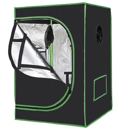 ZenSports 2x2x3FT Hydroponic Grow Tent W/ Observation Window & Floor Tray & Bag Plant Growing, Black, 24''L x 24''W