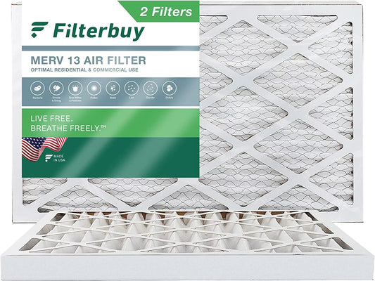 Filterbuy 12x36x2 MERV 13 Pleated HVAC AC Furnace Air Filters (2-Pack)