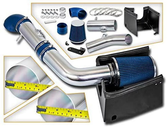 Cold Air Intake System with Heat Shield Kit + Filter Combo BLUE Compatible For 05-08 Compatible Ford F150 5.4L V8