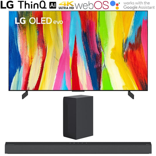 LG OLED65C2PUA 65 Inch HDR 4K Smart OLED TV (2022) Bundle with LG S65Q 3.1 Ch High Res Audio Sound Bar with DTS Virtual: X