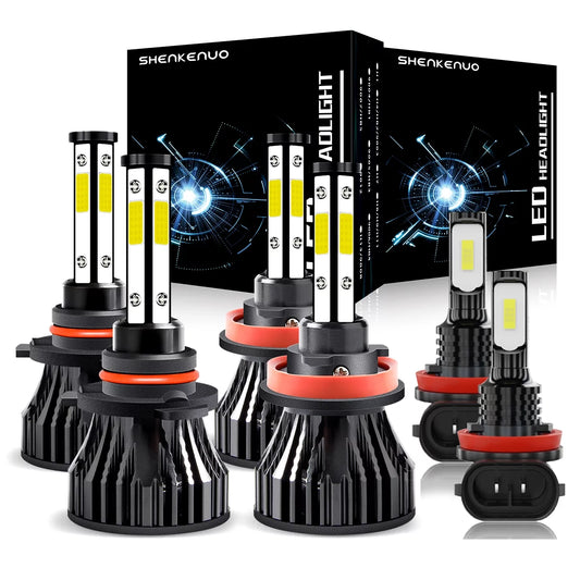 For 2017 2021-2022 Ford Escape LED Headlight Bulbs 4-side H9 9005 High Low Beam H11 Fog Lights 6x Bulbs Combo