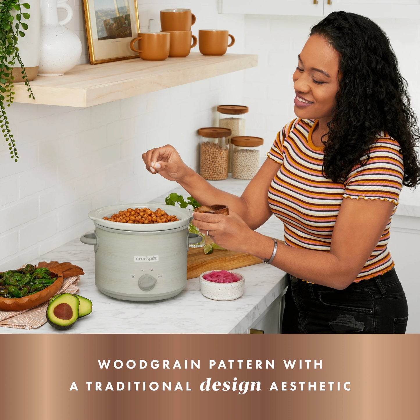 Crockpot Design Series 3-Quart Manual Slow Cooker, Woodgrain