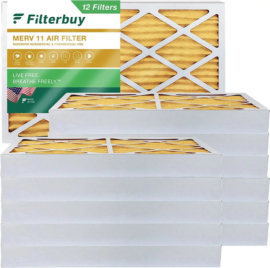 Filterbuy 10x20x4 MERV 11 Pleated HVAC AC Furnace Air Filters (12-Pack)