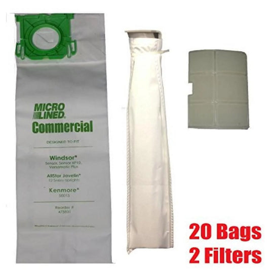 MicroLined DVC Sebo, Windsor Service Box Vacuum Bag and Filter Kit. 20 Bags + 2 Filters.