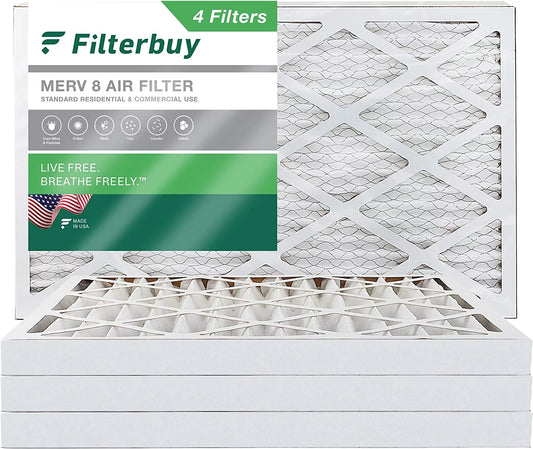 Filterbuy 12x24x2 MERV 8 Pleated HVAC AC Furnace Air Filters (4-Pack)