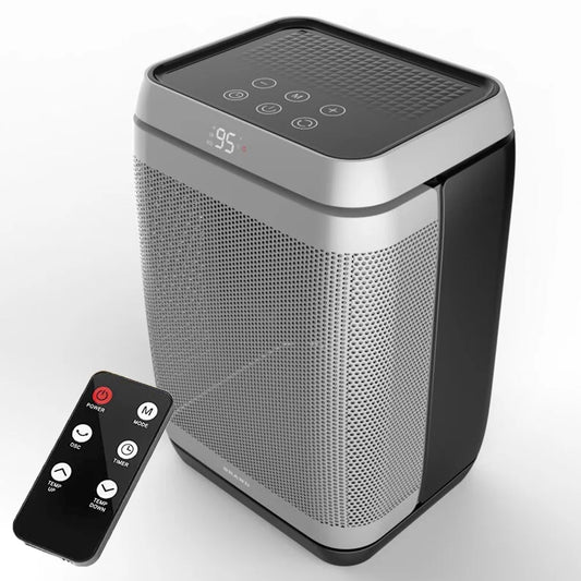 1500W Portable Space with Remote Control 80°Oscillation PTC Ceramic with Digital Display 4 Modes 12h Timer Adjustable Quiet