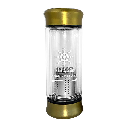 Rich Hydrogen Water Bottle, Rechargeable Ion Bottles Hydrogen Water Ionizer, Electrolysis Generator Ionization Bottle Weak Alkaline Cup Anti-Oxidation and Anti-Aging Glass Health Cup Gold