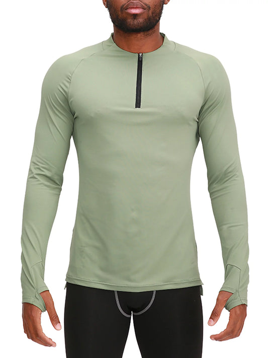 CVLIFE Mens Half Zip Compression Shirts with 1/4 Zip Holes Quick Dry Moisture Wicking Sports Running Base Layer Tops
