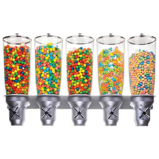 Cal Mil 3518-5-39 5 Cylinder Cereal Dispenser with Mount - Silver