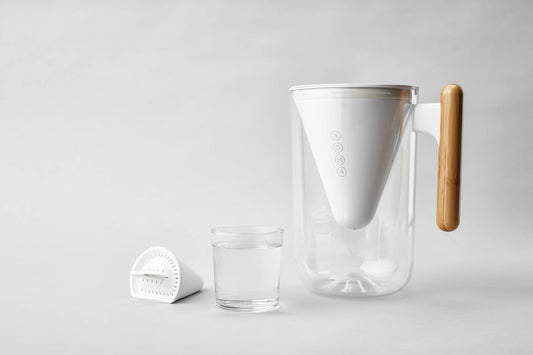 Soma 10 Cup 80oz Filtered Water Pitcher - White with Bamboo Handle