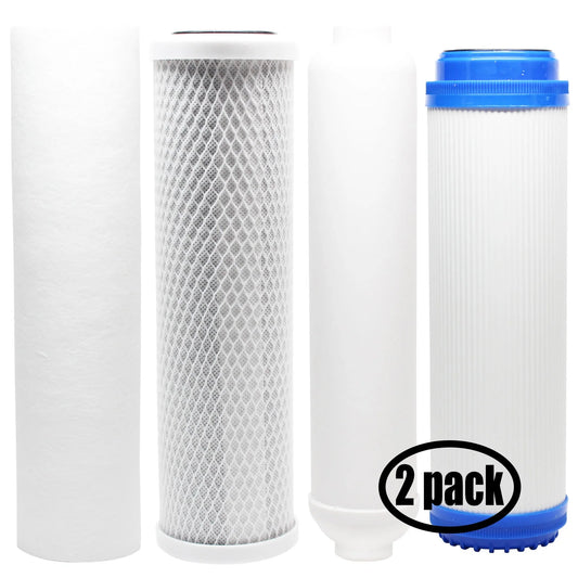 2-Pack Replacement for Filter Kit for Water Filter Tree WFT-RO4 RO System - Includes Carbon Block Filter, PP Sediment Filter, GAC Filter & Inline Filter Cartridge - Denali Pure Brand