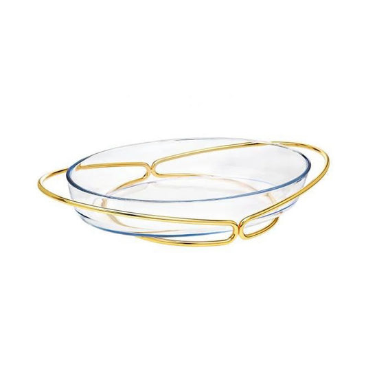1 x 1 x 1 in. 4 qt. Infinity Oven to Table Glass Oval Glass Baker, Gold