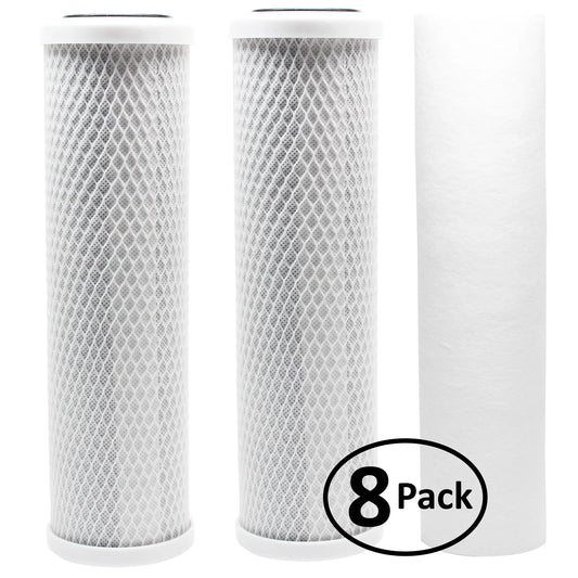 8-Pack Replacement for Filter Kit for Marine Depot MD9117 RO System - Includes Carbon Block Filters & Polypropylene Sediment Filter - Denali Pure Brand