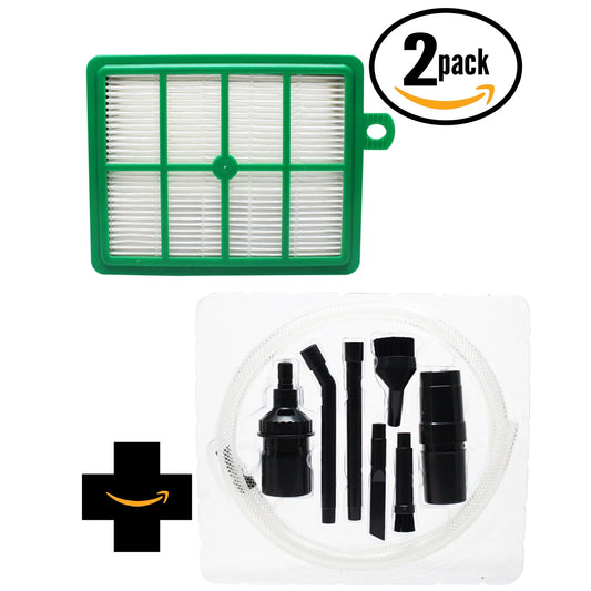 2-Pack Replacement Electrolux EL4325A UltraActive Turbo Vacuum HEPA Filter with 7-Piece Micro Vacuum Attachment Kit - Compatible Electrolux EL012B HEPA Filter