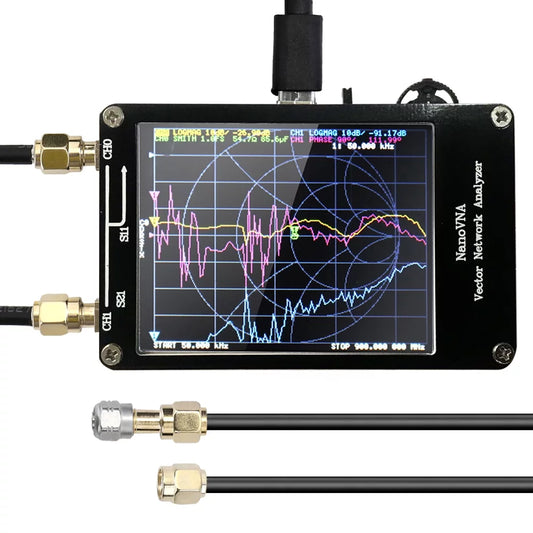 Walmeck Portable Handheld Vector Network Analyzer 50KHz-900MHz Digital Display Touching Screen Shortwave MF HF VHF UHF Antenna Analyzer Standing Waves