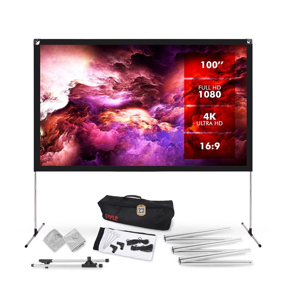 Pyle  Projector Screen with Stand - 100.Stand Mount.