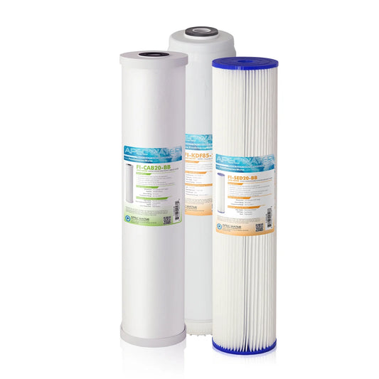 APEC 20 in. Whole House Sediment, KDF and Carbon Replacement Water Filter Set (FILTER-SET-CB3-KDF-20BB )