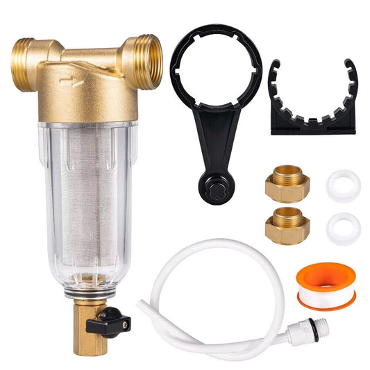 JLLOM Whole House Water Pre-Filter System Reusable Spin Down Sediment Filter sewage