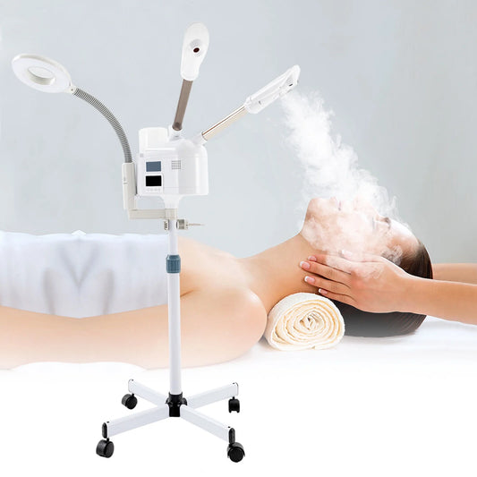 OUKANING 3 in 1 Facial Steamer Magnifying Lamp Hot&Cold Ozone Machine Pro Beauty Salon Spa Skin Care Equipment 110V