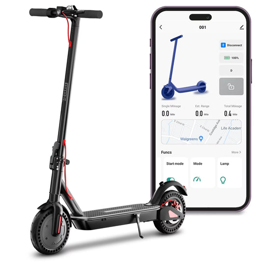 MADOG Electric Scooter Adult, 8.5 Solid Tires, 300w Motor Up to 19 MPH and 17-22 Miles, Folding Electric Scooter for Commuter, Bluetooth APP Control, Max Load 200lbs, Black