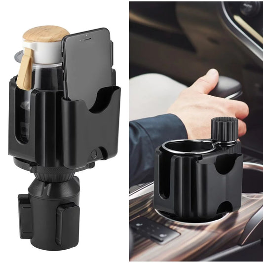 Car Cup Holder with Phone and Card Slot, Automotive Cup Organizer with Adjustable Base, Universal Car Cup Holder Expander, Car Interior Storage Organizer