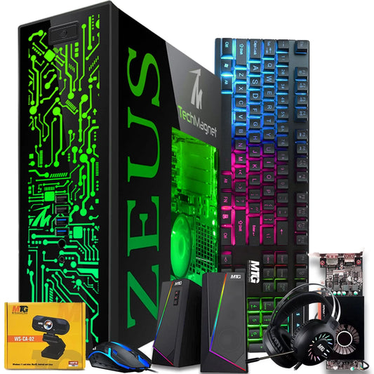 Restored Gaming Desktop PC, Intel Core i7 6th Gen, TechMagnet Zeus Pro 6, GT 1030, 16GB ARGB RAM, 1TB SSD + 4TB HDD, 4 in 1 Gaming Kit Webcam, WiFi, Win10 Pro (Renewed)