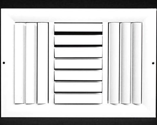 12w X 10h 3-Way Aluminum Curved Blade Adjustable Air Supply HVAC Diffuser - Full Control Vertical/Horizontal Airflow Direction - Vent Duct Cover Outer Dimensions: 13.65w X 11.65h