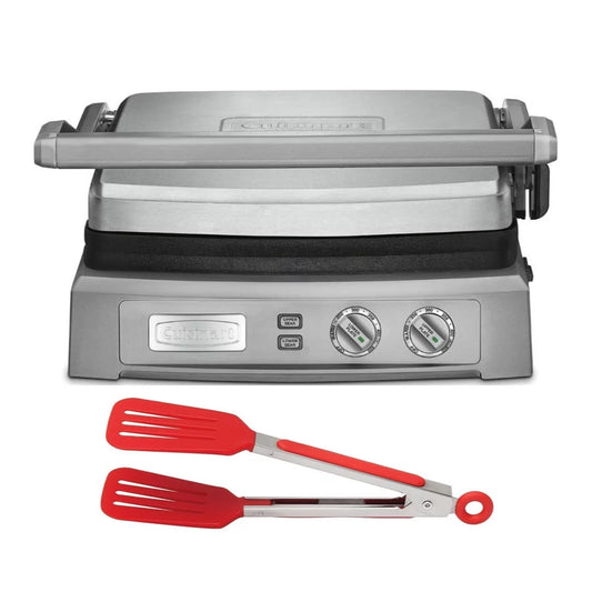 Cuisinart GR-150 Griddler Deluxe (Brushed Stainless) with Nylon Flipper Tongs