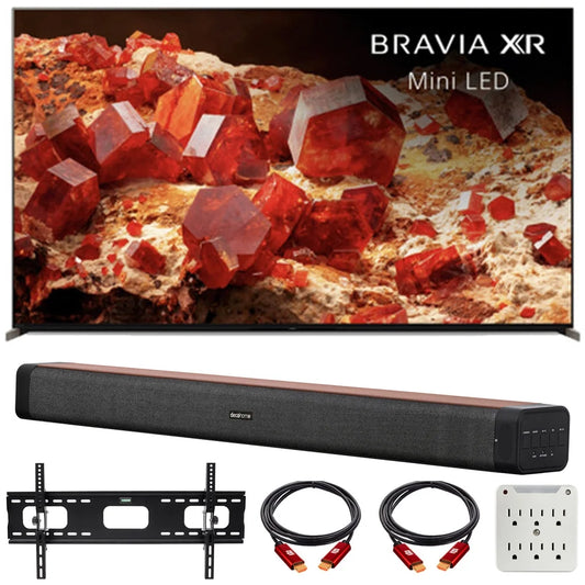 Sony XR65X93L BRAVIA XR 65 inch Class X93L Mini LED 4K HDR Google TV Bundle with Deco Gear 60W 2.0 Channel Soundbar, 37-100 TV Wall Mount Bracket Bundle and 6-Outlet Surge Adapter (2023 Model)
