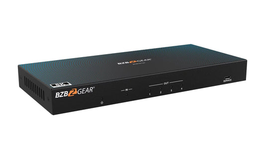 BZBGEAR 1x4 8K UHD HDMI 2.1 Splitter with Audio De-embedder (8K60 4K120 4:4:4 10bit VRR, FVA, ALLM support)