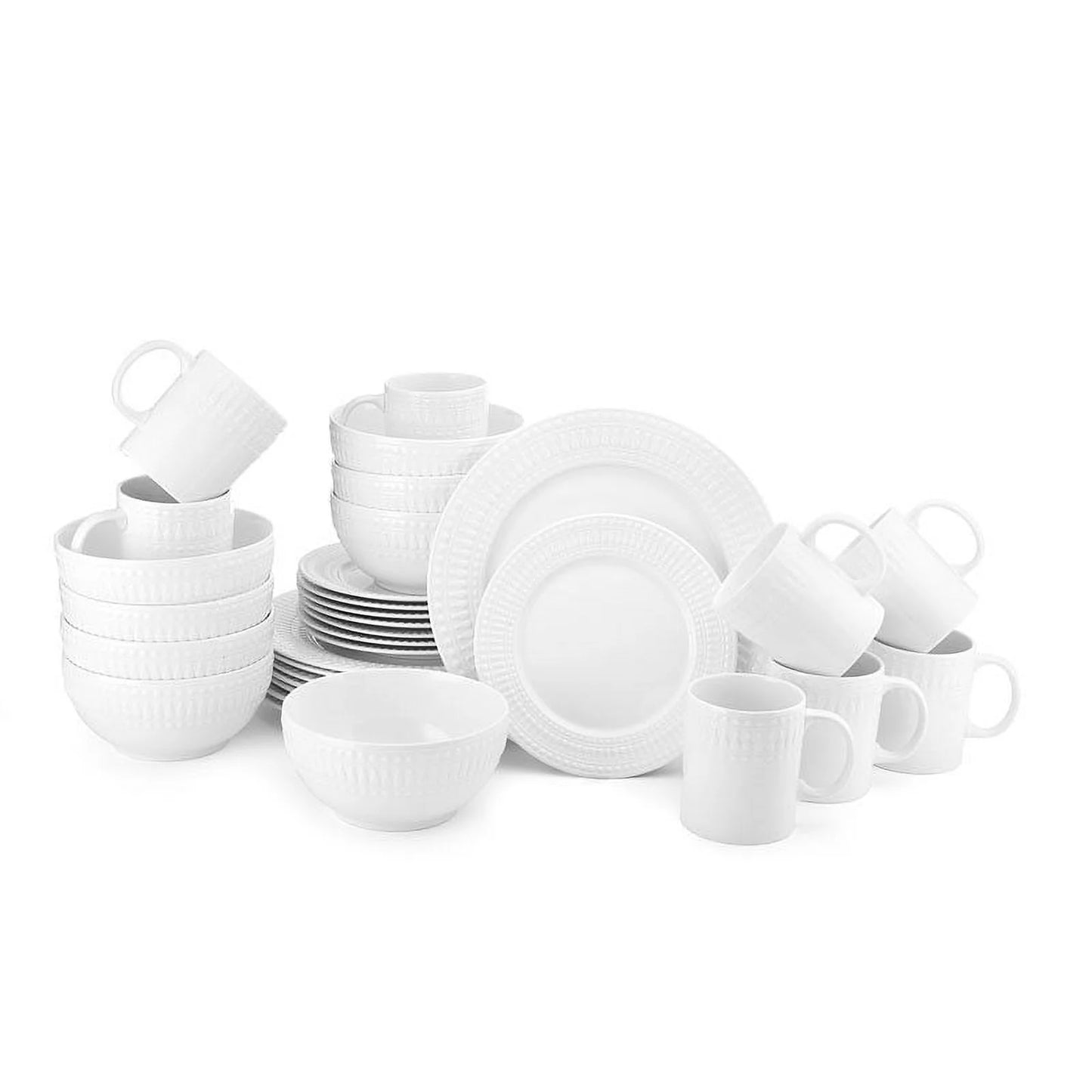 Pfaltzgraff Cassandra 32 Piece Porcelain Dinnerware Set White