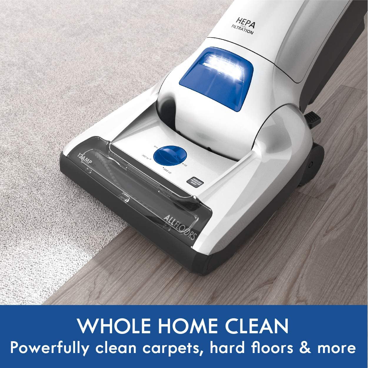 FJU Floorcare Upright Bagged Vacuum, Blue/Silver