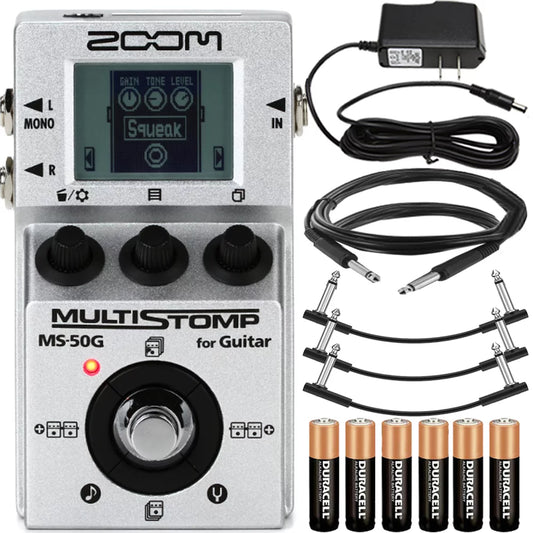Zoom MS-50G MultiStomp Guitar Pedal + Pig Hog Instrument Cable + Top Accessory Kit