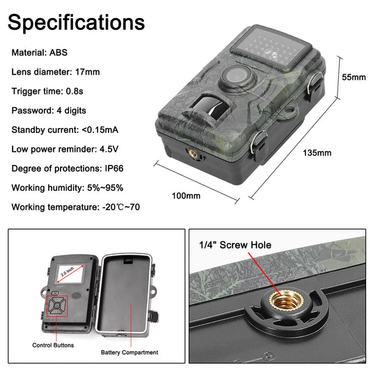 Dazzduo 16MP 1080P Portable Sport Camera, Waterproof Trail Camera for Day Night Photo Video Taking, Animal Observation and House Monitoring