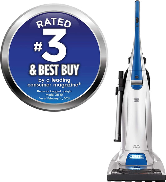 Kenmore 31140 Floorcare Upright Bagged Vacuum, Blue/Silver