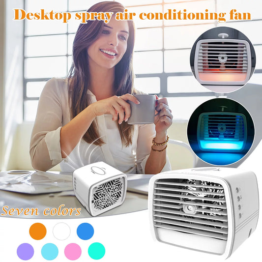 Mini Air Conditioner Cooler Cooling Desktop USB Fan 7 Color Night Light
