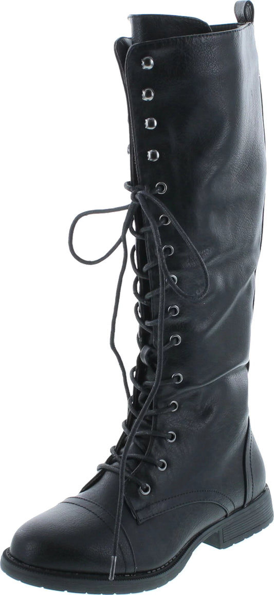 Nature Breeze Madge 02KH Womens Knee High Lace Up Combat Boots