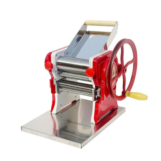Oukaning Commercial Pasta Maker Nonstick Stainless Steel Manual Fresh Noodle Making Machine Red