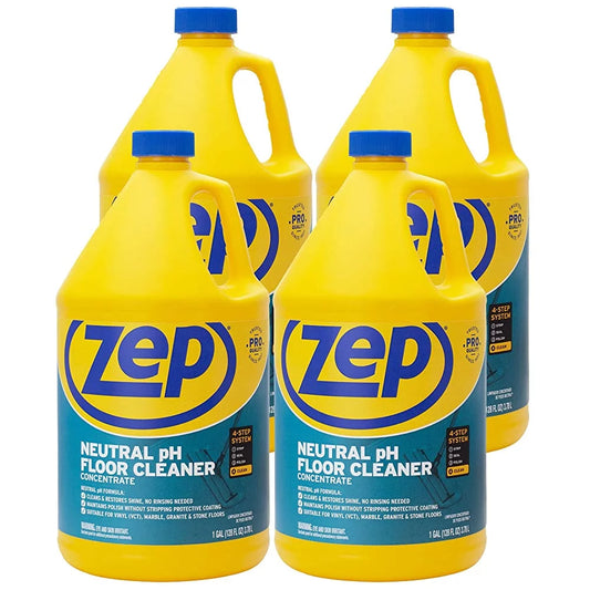 Zep Neutral pH Floor Cleaner Concentrate - 1 Gal (Case of 4)  - ZUNEUT128 - Pro Trusted All Purpose No-Rinse Floor Cleaner