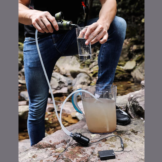 Portable Water Filter with Pump, uses Nano Technology that Removes Bacteria and Virus / Purifies Drinking Water