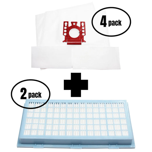 8 Replacement Miele S316i Cat & Dog Vacuum Bags, 8 Micro Filters & 2 HEPA Filter - Compatible Miele Type FJM Bags, Micro Filters & SF-AH 30, SF-HA 30, AH30 Filter (4-Pack, 2 Bags Per Pack)