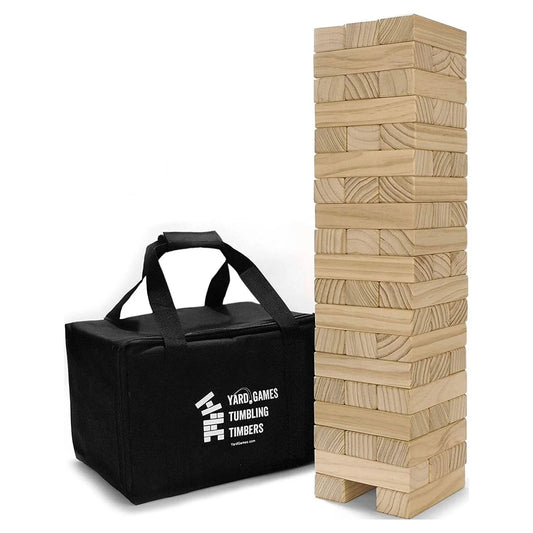 Yard Games Large Jr. Tumbling Timbers 21 Wood Block Stacking Game, Natural