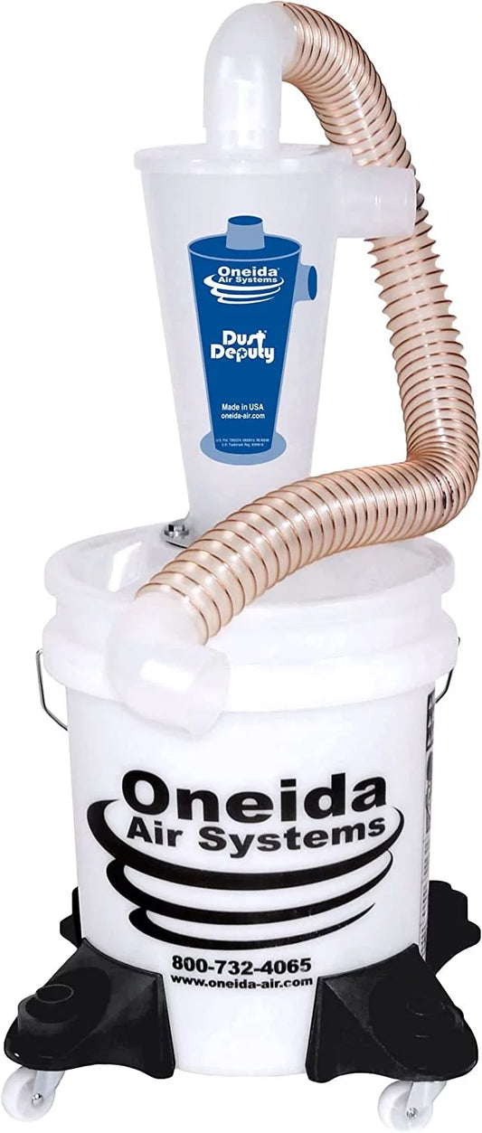 Oneida Air Systems Dust Deputy Deluxe Cyclone Separator Kit with Caster Mounts and Collapse-Proof Bucket for Wet/Dry Shop Vacuums DD Deluxe 5-Gal