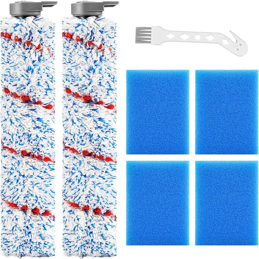 Sunshine QJUHUNG 2 Packs iFloor  Brush Roller  Including 4 Pack Pre-Filter Foam For Tine.co iFloor Complete Cordless Wet Dry Vacuum Cleaner