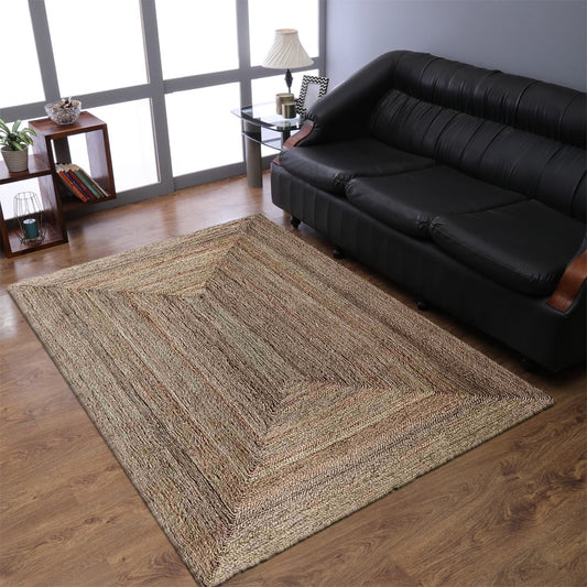 Rugsotic Carpets Hand Woven, Contemporary Jute Area Rug, Beige, 8'x10'