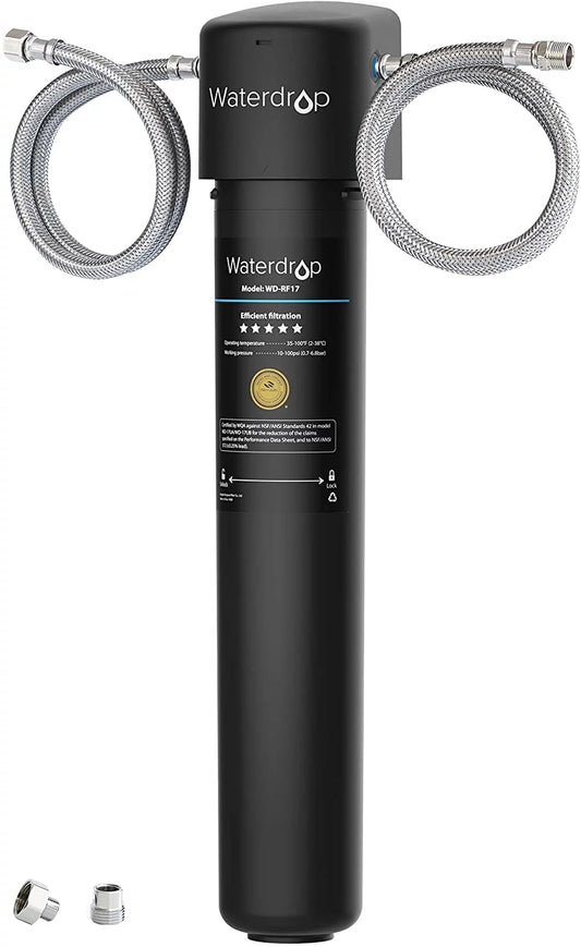 Waterdrop 17UA Under Sink Water Filter System, Main Faucet Under Counter Water Filtration System, Removes 99% Lead, Fluoride, Chlorine, Bad Taste & Odor, 3 Years Ultra Long Lifetime, USA Tech, 0.5μm