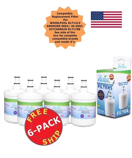 Zuma Filters Brand Refrigerator Water and Ice Filter compatible with Whirlpool FILTER8 (6 Pack) OPFW2-RF300