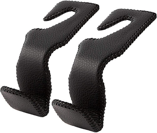 2PCS Car Seat Headrest Hooks Leather Hidden Back Hanger Storage Holder Organizer Rear Rack for Purses Bags Interior Accessories Interior (Color : Black)