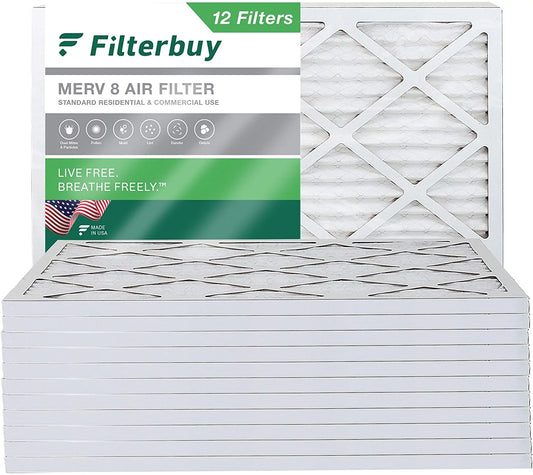 Filterbuy 18x24x1 MERV 8 Pleated HVAC AC Furnace Air Filters (12-Pack)